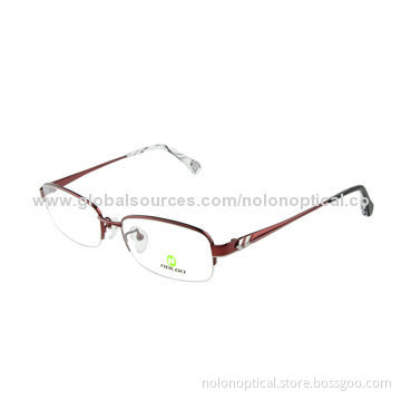 High quality titanium half-rimless women eyeglass frames, logo can be printed